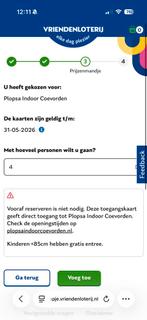 4 tickets Plopsa indoor coevorden, Drie personen of meer, Overige soorten, Pretpark