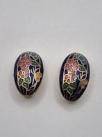 Vintage cloisonne oorclips, Sieraden, Tassen en Uiterlijk, Antieke sieraden, Ophalen of Verzenden, Overige materialen, Oorbellen