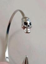 Armband zilver met doodshoofd, Ophalen of Verzenden, Zo goed als nieuw, Zilver, Staal