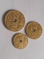 5 - 10 en 25 cent / centimes België 1943 en 1946, Setje, Goud, Overig, Verzenden