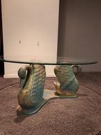 Vintage salontafel met zwanen onderstel 110cm jaren 70, Huis en Inrichting, Tafels | Salontafels, 100 tot 150 cm, Gebruikt, Rechthoekig