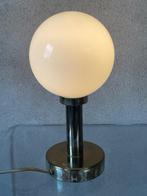Tafellamp lamp messingkleurig bollamp 1970s 80s eighties, Minder dan 50 cm, Gebruikt, Ophalen of Verzenden, Glas