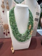 Groene kralen ketting met zilver verguld accenten, Nieuw, Ophalen of Verzenden, Steen of Mineraal, Met edelsteen