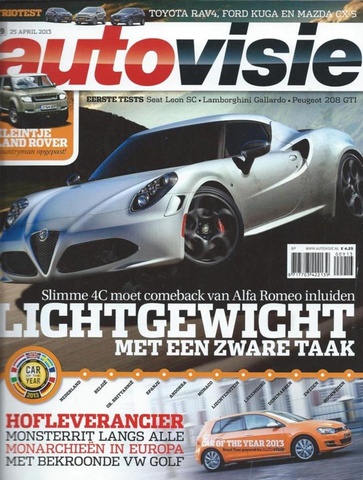 Autovisie 9 2013: Honda CRZ - Alfa Romeo 4C - Peugeot 208GTI, Boeken, Auto's | Folders en Tijdschriften, Gelezen, Algemeen, Ophalen of Verzenden