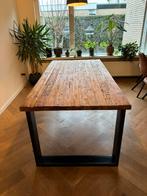 Eettafel teak met metale U poot 190x95, Ophalen, Teakhout, 200 cm of meer, 50 tot 100 cm