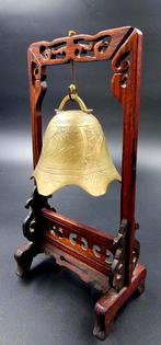 Tempelbel brons of messing in houten frame uit China, Ophalen of Verzenden