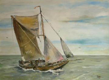 oude zeil visserij  Jac Caljouw  schilderijen  Arnemuiden beschikbaar voor biedingen