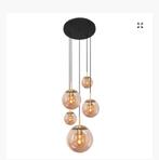 Nieue Hanglamp Amber met Glazen Bollen, Nieuw, Ophalen of Verzenden, Glas, 75 cm of meer