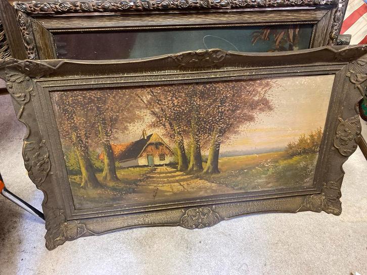 Oud schilderij met landschap, Antiek en Kunst, Kunst | Schilderijen | Klassiek, Ophalen of Verzenden