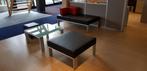bank + hocker+ salontafel, Ophalen, Nieuw, 75 tot 100 cm, Leer