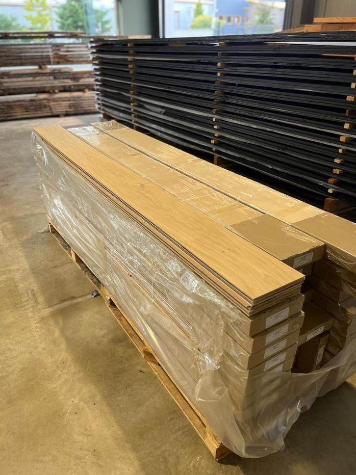 Onbehandelde tweelaags eiken vloer te koop, Huis en Inrichting, Stoffering | Vloerbedekking, Nieuw, Parket, 75 m² of meer, Ophalen