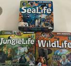 3x spel in blik- Sealife - Junglelife - Wildlife, Hobby en Vrije tijd, Gezelschapsspellen | Bordspellen, Ophalen of Verzenden