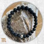🦋MJB Armband nr: 111 lava Kralen mat halfedelsteen 18 cm, Overige materialen, Zwart, Nieuw, Ophalen of Verzenden