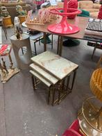 Messing regency nest tafels met marmeren blad, Ophalen