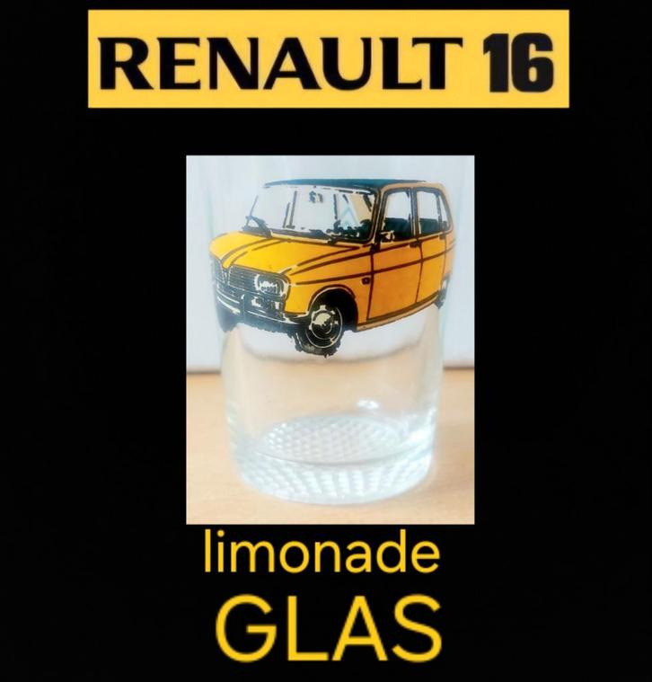 Renault 16 limonade glas vintage jaren 60 70 retro geel, Verzamelen, Automerken, Motoren en Formule 1, Zo goed als nieuw, Auto's