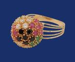 Grote 18 karaat Gouden Ring Damesring met Edelstenen M19, Jw, Verzenden, 19 tot 20, Nieuw