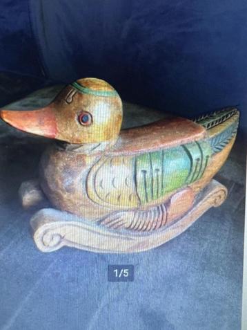 2 Houten Hobbel eenden vintage Hand geschilderd. beschikbaar voor biedingen
