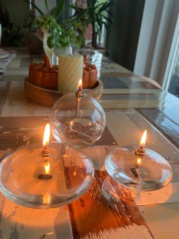 Olielampen Peri glas set 3 stuks navulbaar + olie beschikbaar voor biedingen