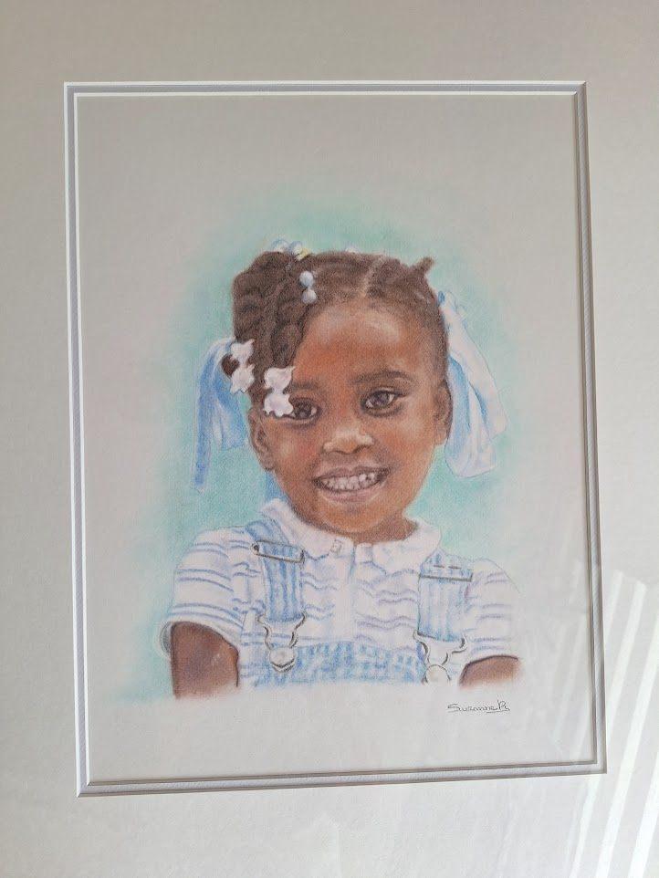 Portrettekening Afrikaans meisje, Antiek en Kunst, Kunst | Schilderijen | Modern, Ophalen of Verzenden