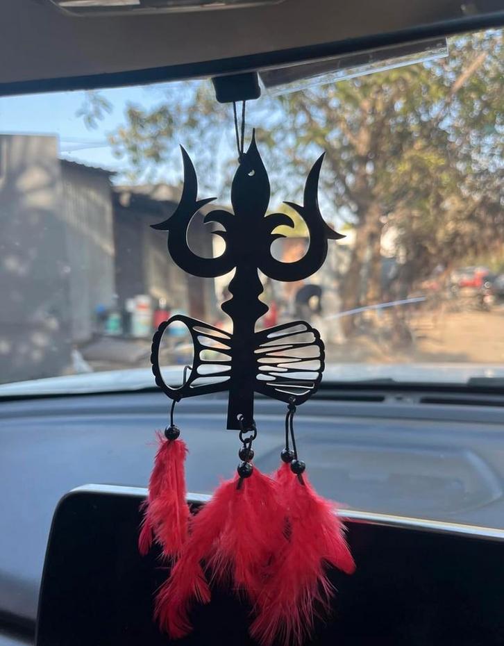 Mahadev trishul/Damru autohanget, Huis en Inrichting, Woonaccessoires | Wanddecoraties, Nieuw, Ophalen of Verzenden