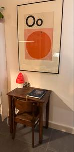 Vintage/ retro donker massief eiken kinderbureau en stoel, Ophalen of Verzenden, Gebruikt, Tafel(s) en Stoel(en)