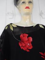 Chique tuniek  met grote rozen. 54/56, Kleding | Dames, Grote Maten, Ophalen of Verzenden, Blouse of Tuniek, Zwart, Onbekend