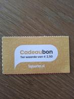 Toptaarten € 2.50 kortingscode, Tickets en Kaartjes, Kortingen en Cadeaubonnen, Eén persoon, Kortingsbon, Warenhuis- of Winkelbon