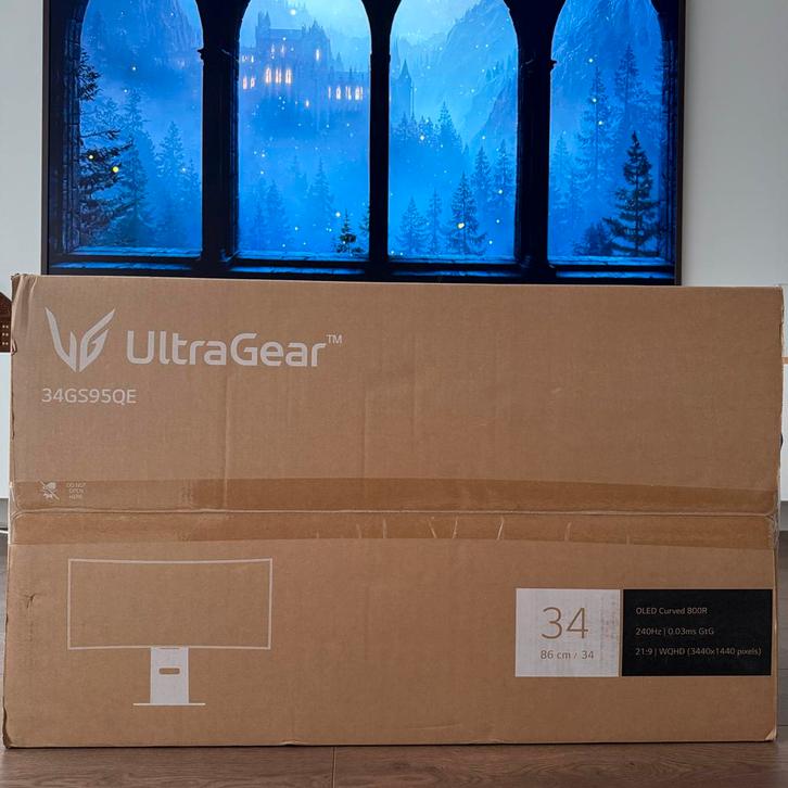 LG UltraGear 34GS95QE OLED - Ultrawide Curved Gaming Monitor, Computers en Software, Monitoren, Nieuw, 201 Hz of meer, DisplayPort