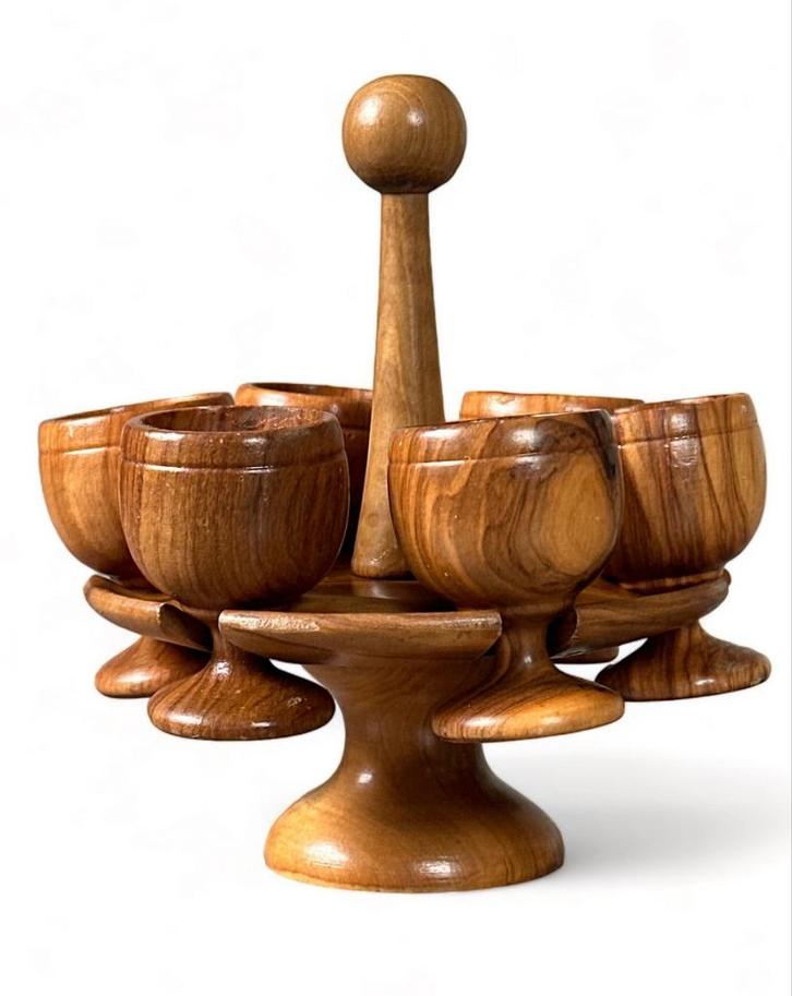 Vintage Teakhouten Eierdoppen - Deens Design, Huis en Inrichting, Keuken | Keukenbenodigdheden, Gebruikt, Ophalen of Verzenden