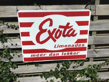 EXOTA emaille reclamebord en 3 flessen  beschikbaar voor biedingen