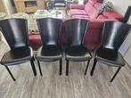 4 x FRAG eetkamer stoelen leer. Handgemaakt Italië - italy, Huis en Inrichting, Stoelen, Ophalen, Gebruikt, Zwart, Leer