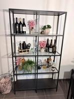 Stijlvolle open kast met glazen planken, Ophalen, Met plank(en), 100 tot 150 cm, Zo goed als nieuw