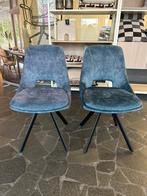 2 Eetkamerstoelen - blauw, zwart frame, Huis en Inrichting, Stoelen, Ophalen, Gebruikt, Twee, Blauw