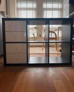 IKEA KALLAX Kast  met 4 lade- zwart/bruin - 8 Vakken, Ophalen, Kunststof, 100 tot 150 cm, Zo goed als nieuw