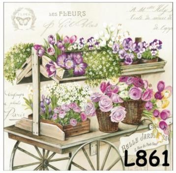 Servetten decoupage/bullet journal – kar met bloemen L861 beschikbaar voor biedingen
