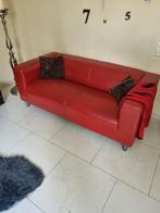 Rode leren bankstel - Bieden!, Huis en Inrichting, Gebruikt, 150 tot 200 cm, Driepersoons, Ophalen of Verzenden