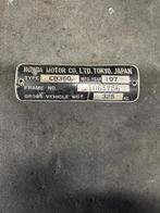 Frameplaatje Honda CB 360, Motoren, Ophalen, Gebruikt
