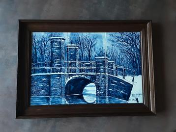 prachtig Delfts Blauw tegeltableau 100% handgeschilderd  beschikbaar voor biedingen