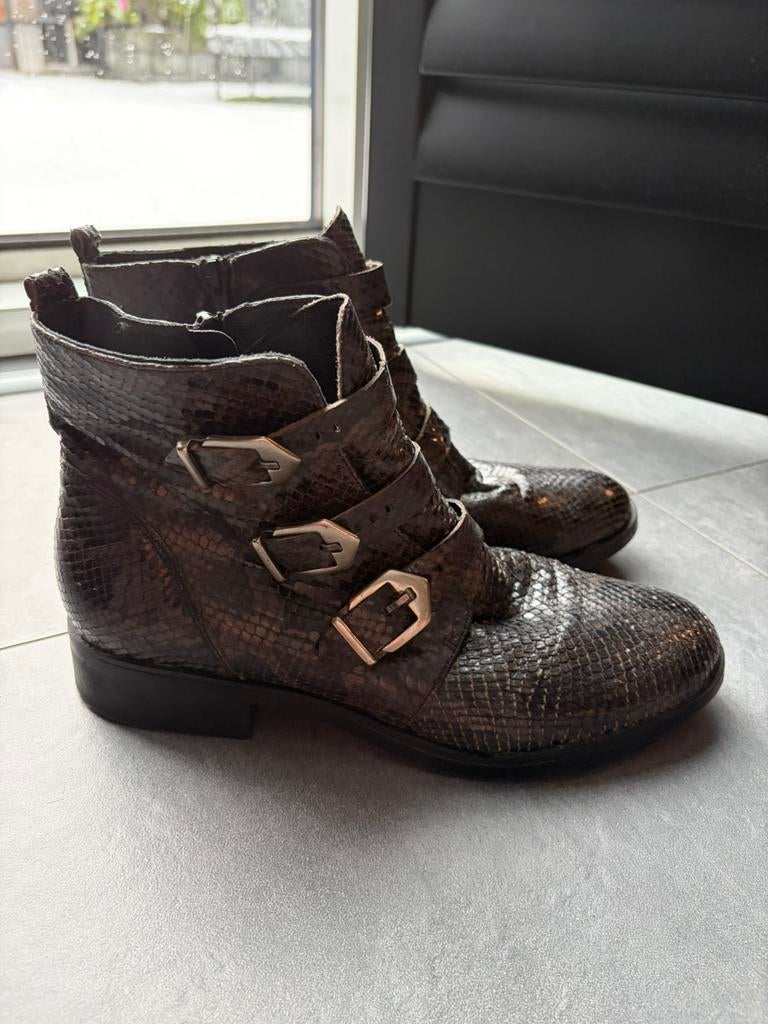 Manfield laarzen maat 41 grijs zwart snake nieuw, Zwart, Lage of Enkellaarzen, Nieuw, Ophalen of Verzenden