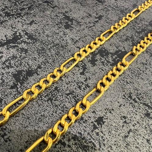 21 karaats gouden ketting figaro schakel, Sieraden, Tassen en Uiterlijk, Kettingen, Nieuw, Goud, Ophalen of Verzenden