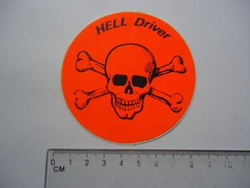 sticker oud HELL DRIVER skull doodshoofd bumper retro auto beschikbaar voor biedingen