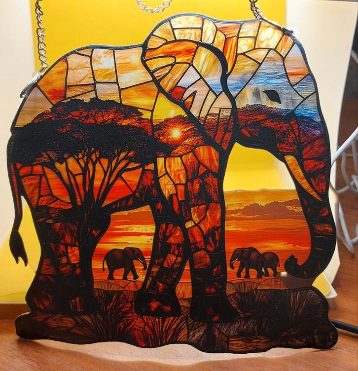 Zonnevanger Olifant - Acryl - 20x20cm, Huis en Inrichting, Woonaccessoires | Wanddecoraties, Nieuw, Ophalen of Verzenden