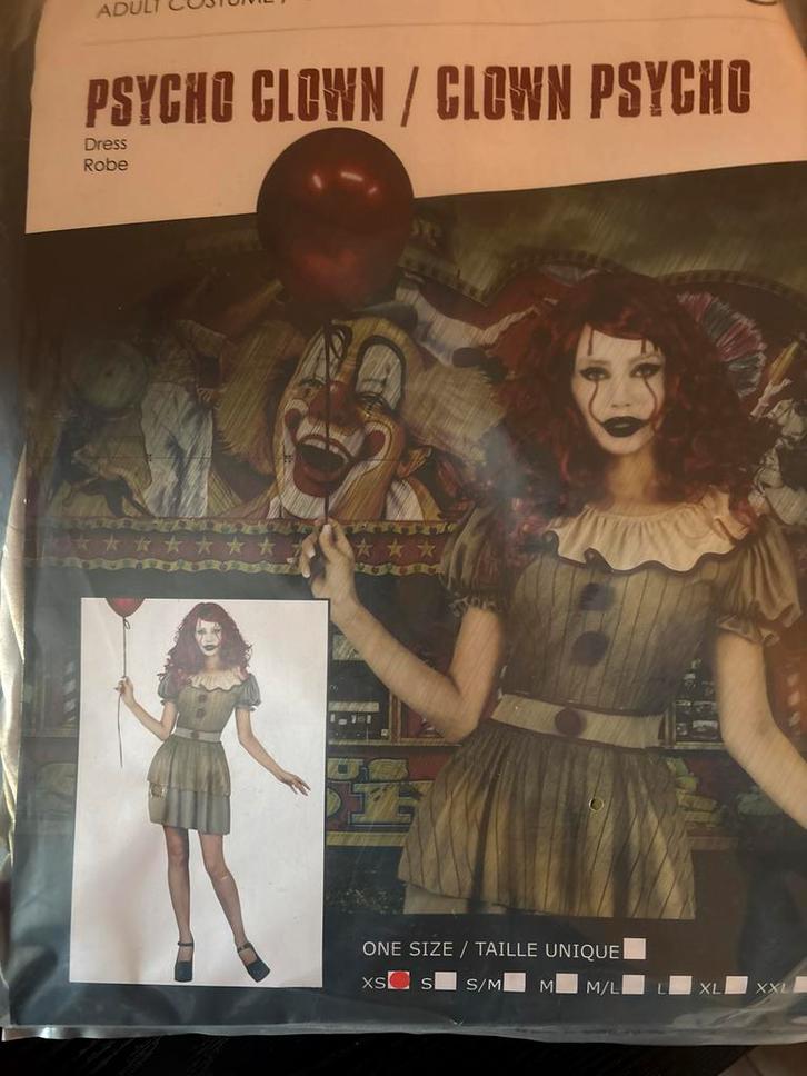 Nieuw Psycho Clown Kostuum - Maat XS/S, Kleding | Dames, Carnavalskleding en Feestkleding, Nieuw, Kleding, Halloween, Maat 34 (XS) of kleiner