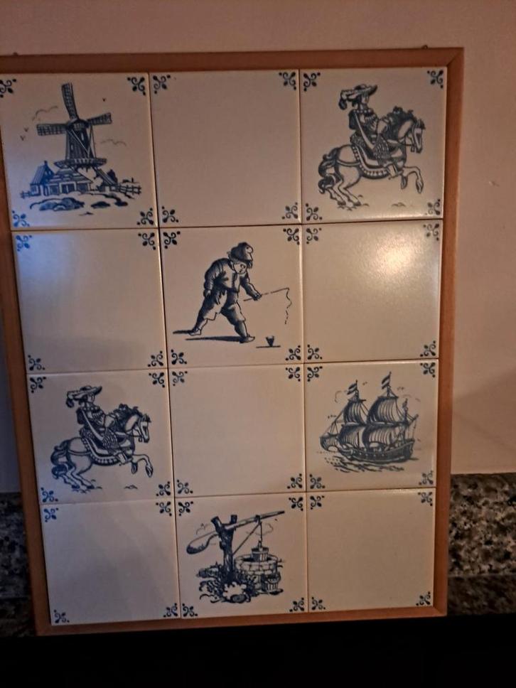 Delfts Blauw Tegelplateau Jaren 50, Antiek en Kunst, Antiek | Wandborden en Tegels, Ophalen of Verzenden