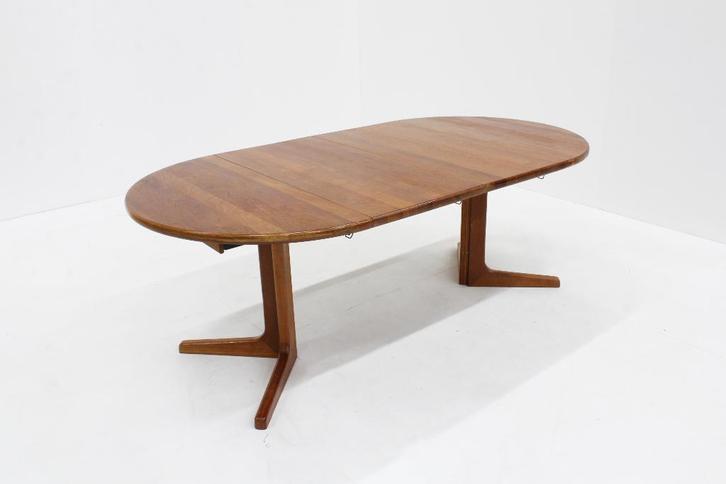 Vintage Deense ronde uitschuifbare eettafel tafel massief, Huis en Inrichting, Tafels | Eettafels, Gebruikt, 100 tot 150 cm, 200 cm of meer