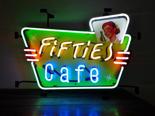 FIFTIES CAFE neon lamp div. neonverlichting fifties sixties, Verzamelen, Merken en Reclamevoorwerpen, Lichtbak of (neon) lamp