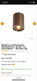 QAZQA Rondoo Up Plafondlamp Donkerbrons - Nieuw, Ophalen, Metaal of Aluminium, Nieuw, Led