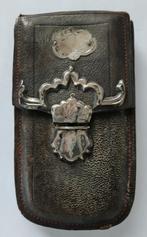 Antieke  Lederen  Sigarenkoker met Zilveren beslag, Ophalen of Verzenden