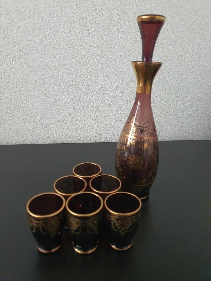 Muranoglas Karaf met 6 glazen, Antiek en Kunst, Antiek | Servies compleet, Ophalen of Verzenden