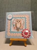 Kaartje verjaardag uil op een tak met bloemen, Ophalen of Verzenden, Nieuw, Overige thema's